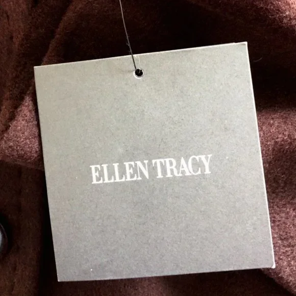 NWT ELLEN TRACY Wool Blend Coat Hooded w/Fox Fur 8 - Picture 5 of 5